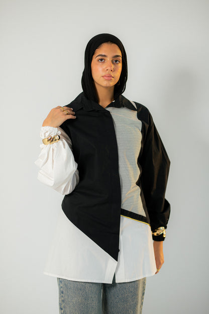 Diagonal poplin shirt