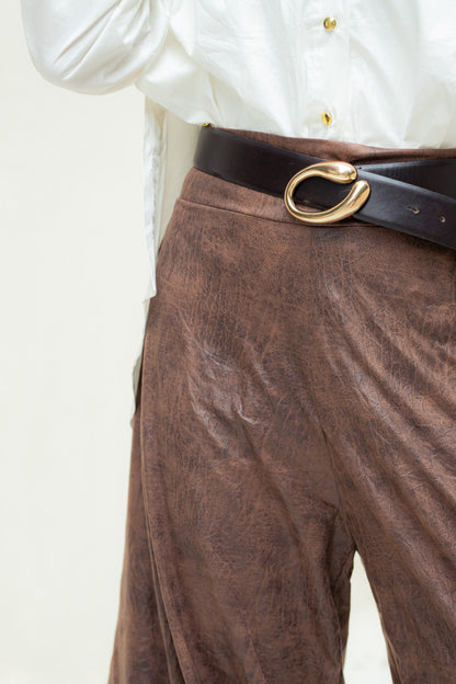 Soft edge crushed leather pants.