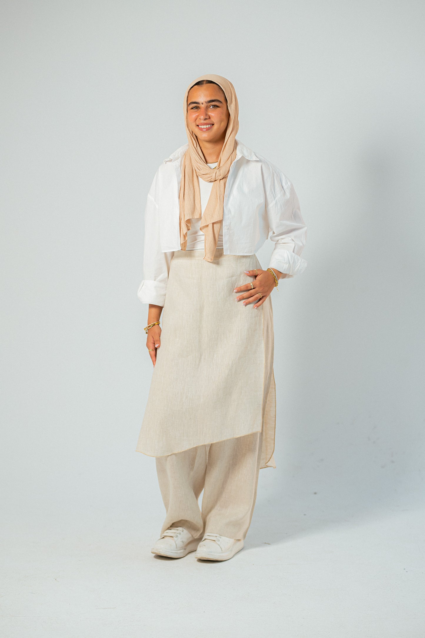 Layered chic pants.