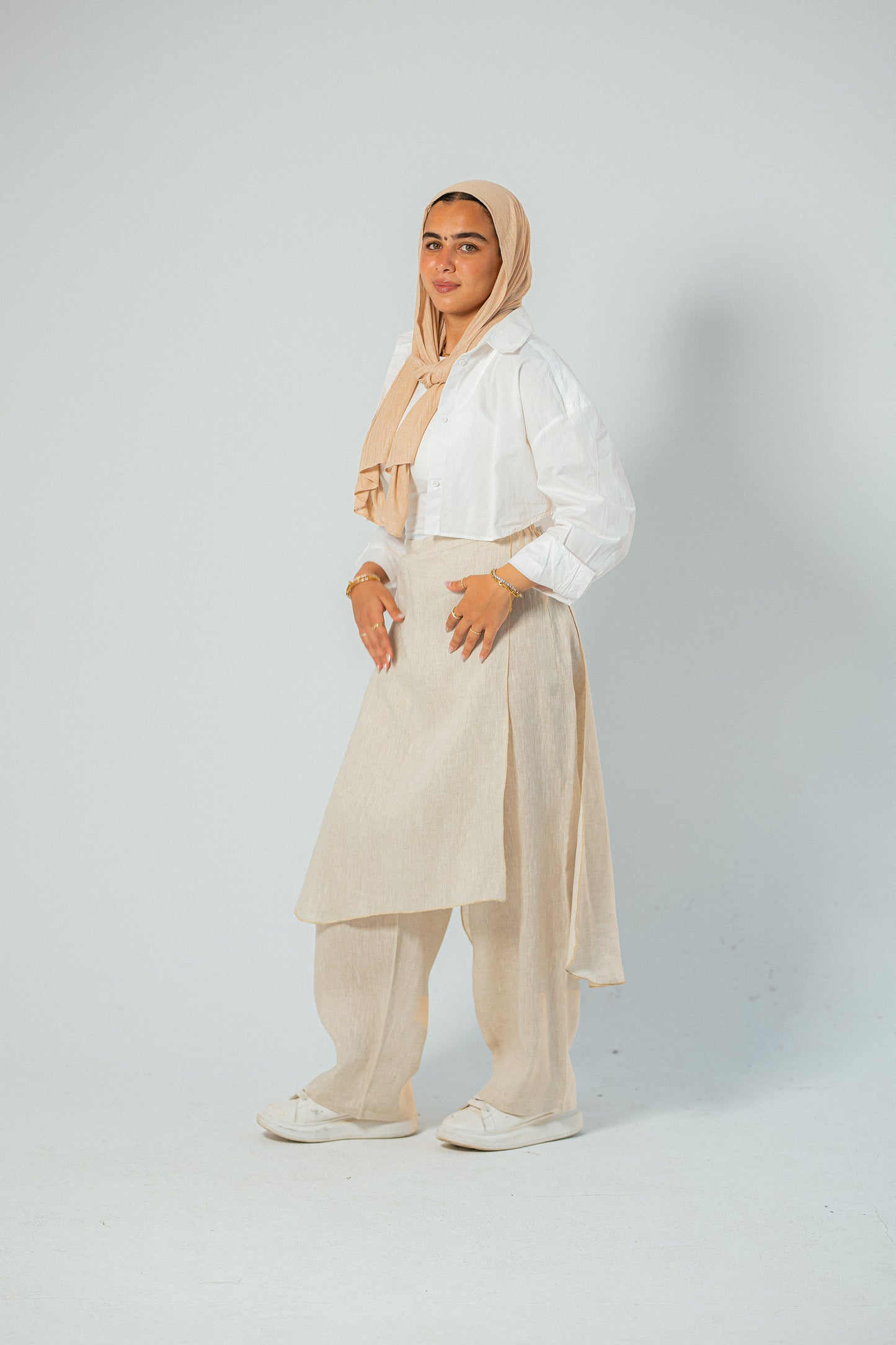 Layered chic pants.