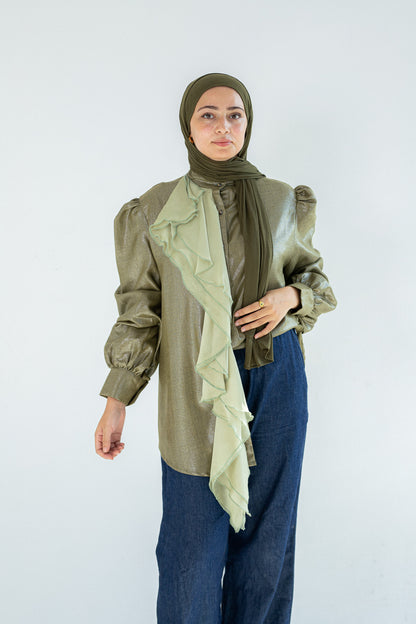 Ruffled linen blouse