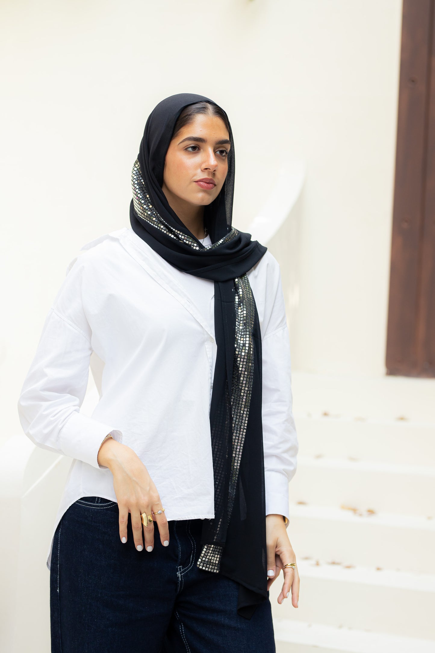 Lunar chiffon scarf.