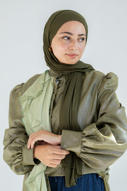 Ruffled linen blouse