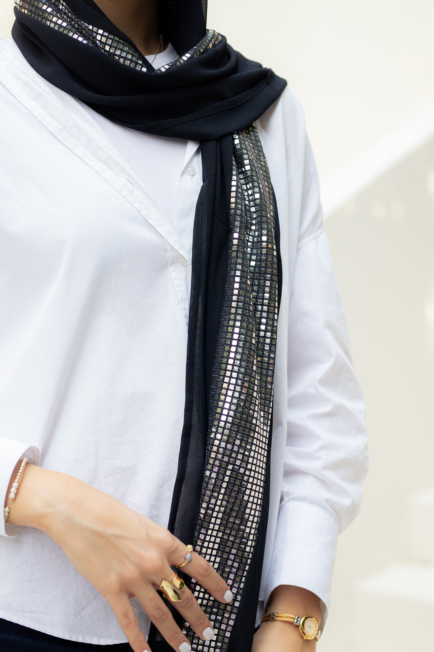 Lunar chiffon scarf.