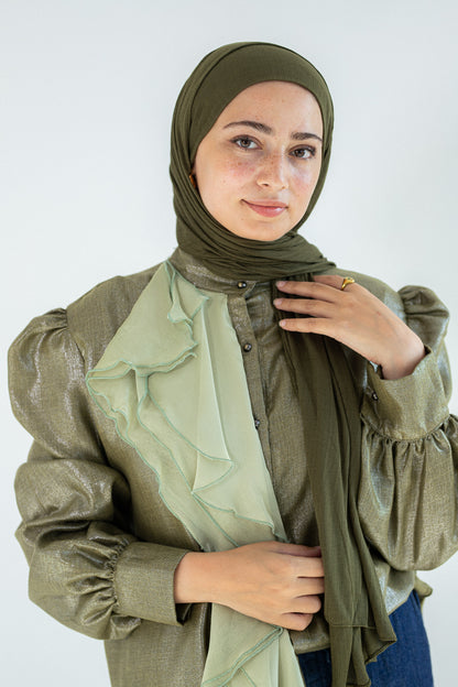 Ruffled linen blouse