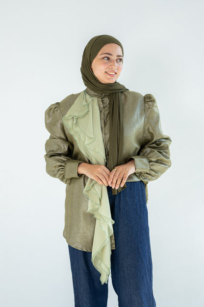 Ruffled linen blouse