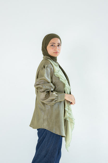 Ruffled linen blouse