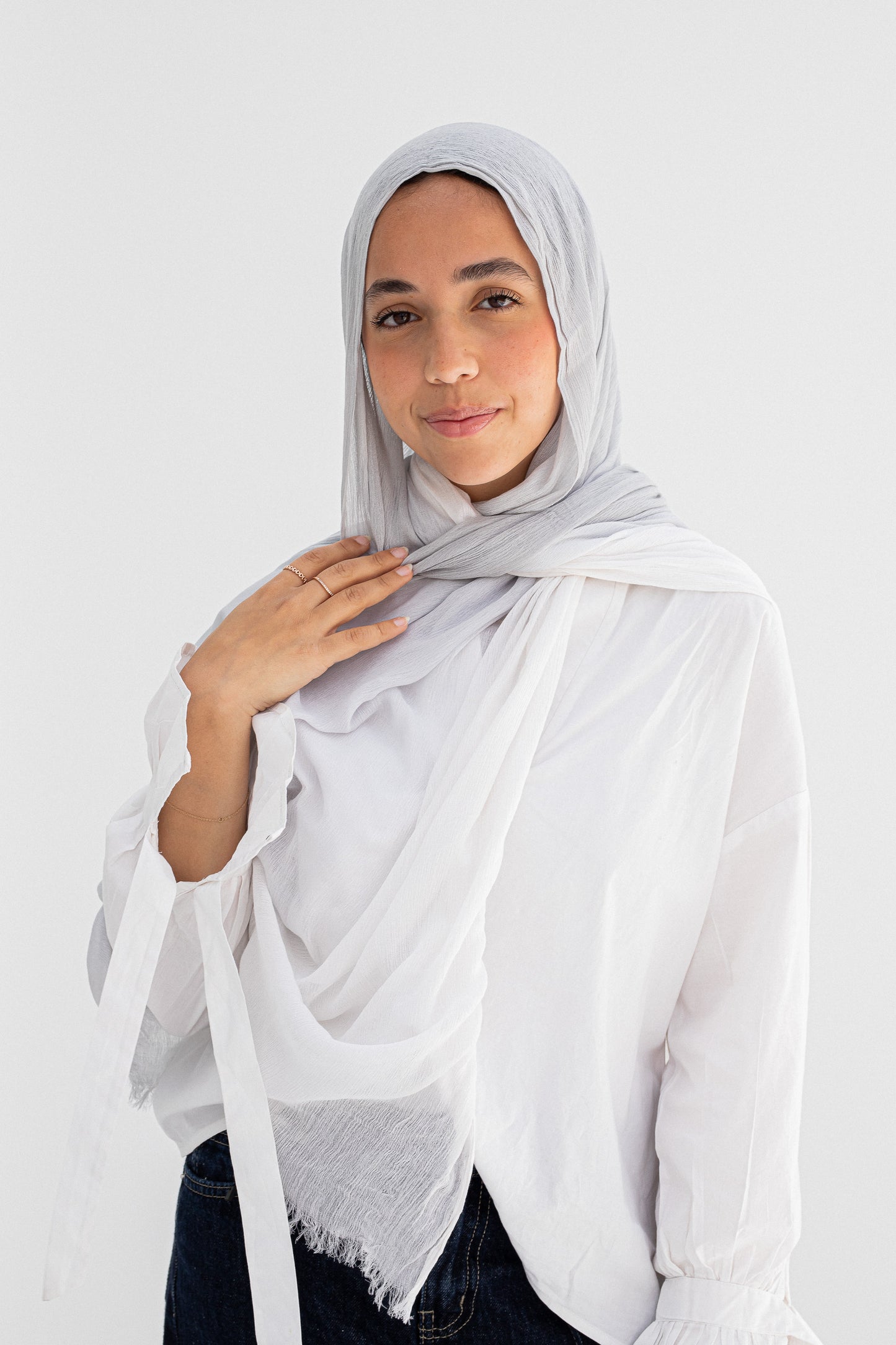 Gradia scarf/white&grey