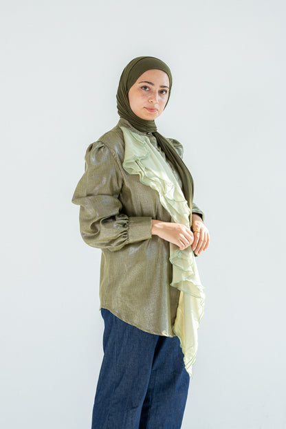 Ruffled linen blouse