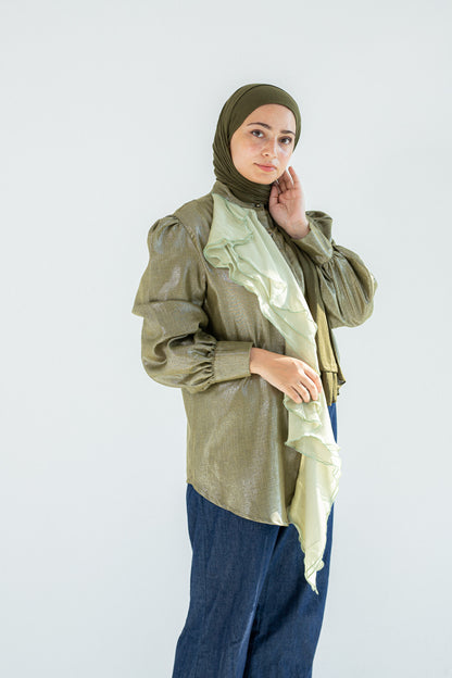 Ruffled linen blouse