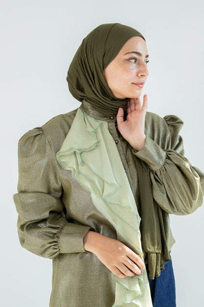 Ruffled linen blouse