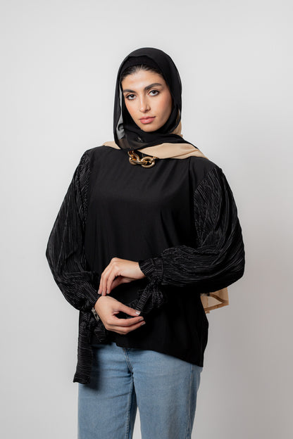 Pleated sleeve top