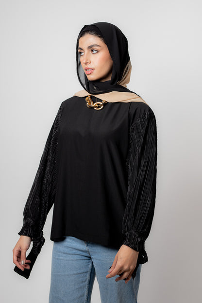 Pleated sleeve top