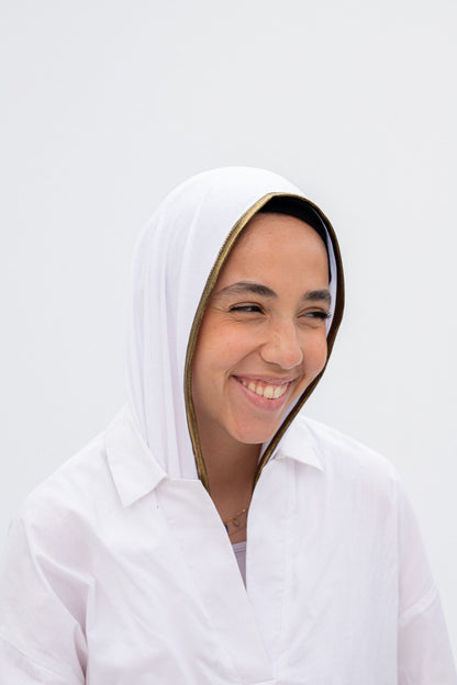 Shima scarf/offwhite with oxide border
