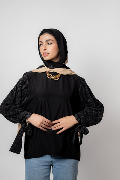 Pleated sleeve top