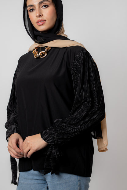 Pleated sleeve top