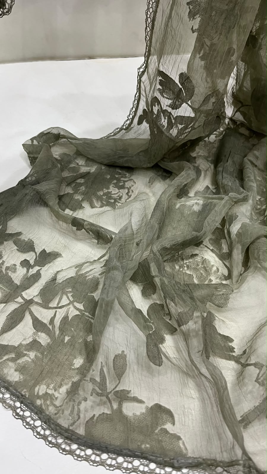 Olive velvet scarf